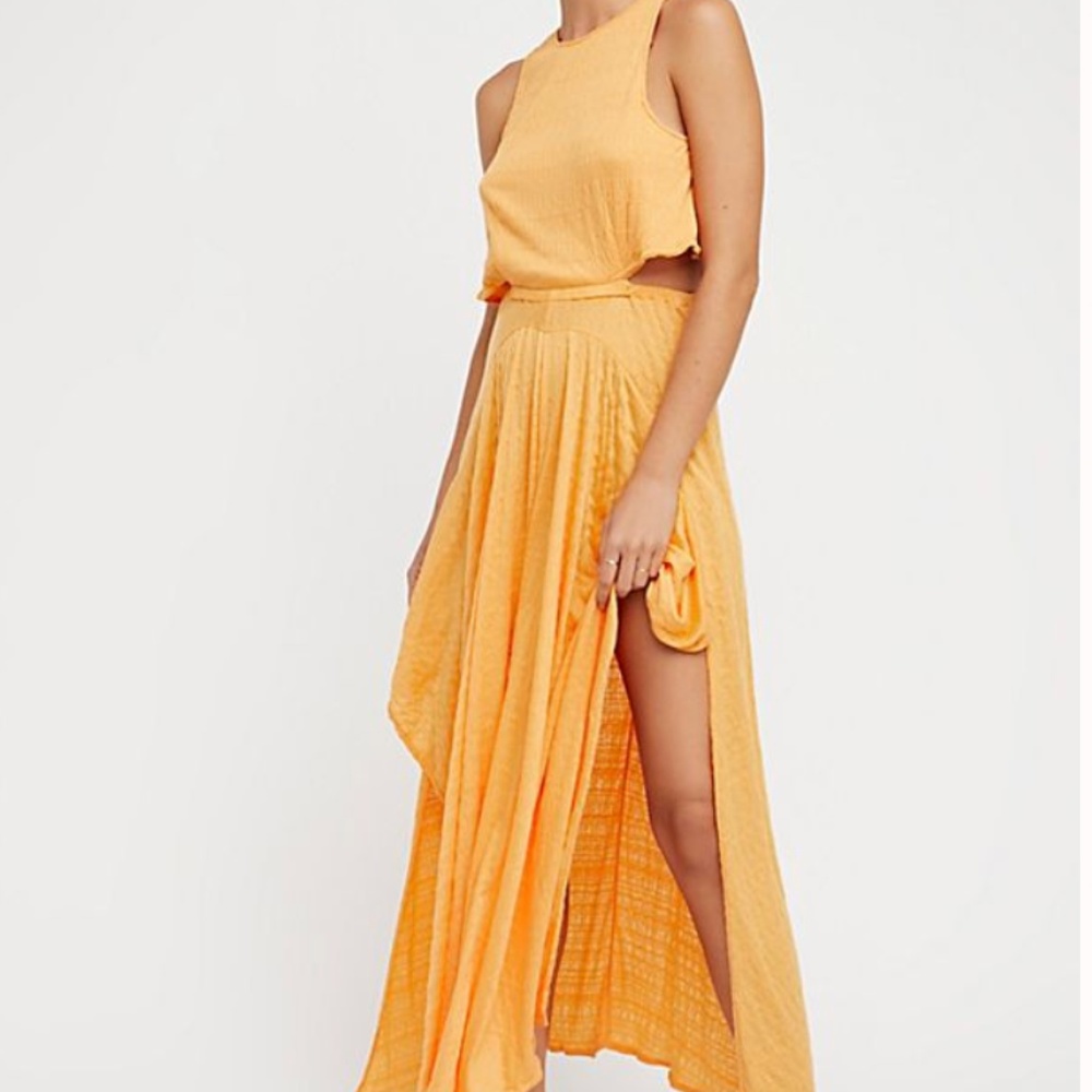 Orange Slit & Open Back Beach Maxi Dress